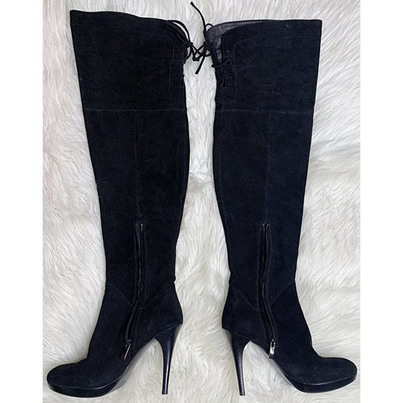 Sam Edelman Vesey Suede Over-The-Knee Boots in Black - Picture 7 of 15
